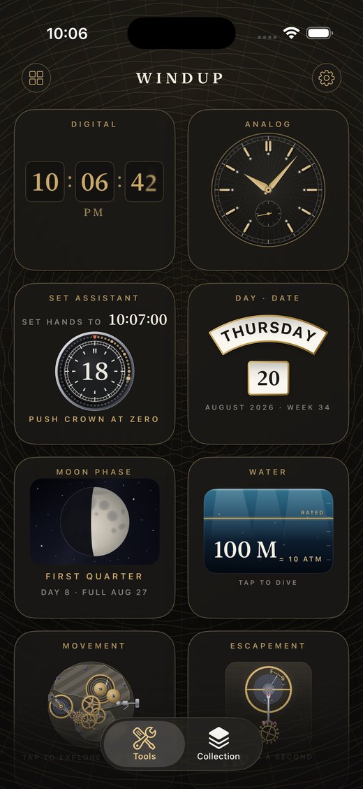 The WindUp dashboard — living watch complications
